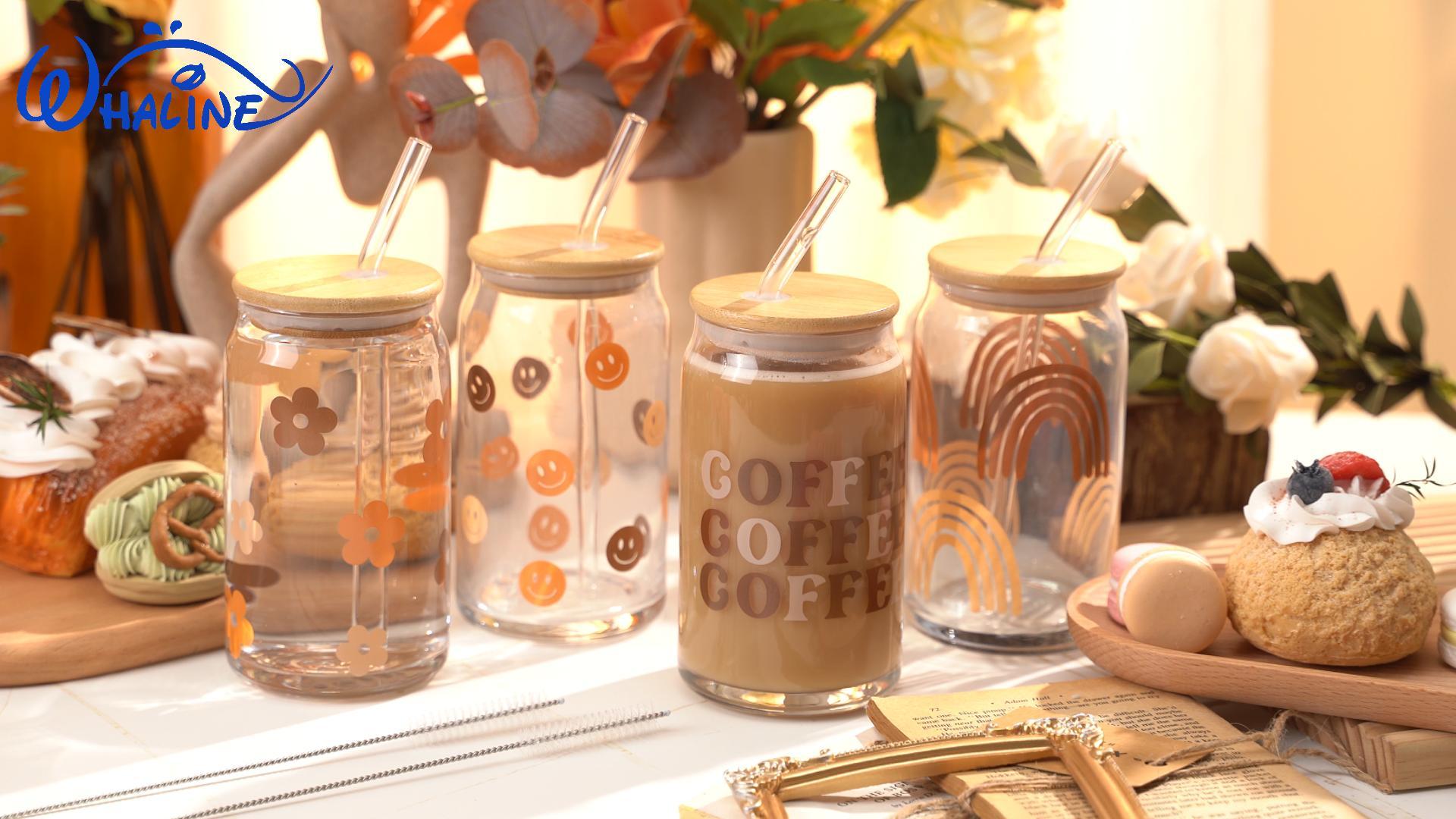 Amazon.com | Whaline Drinking Glasses with Bamboo Lids and Glass