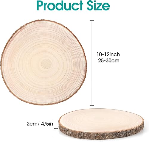 Miniatura 2 de 8 rebanadas de madera de 10 a 12 pulgadas, rebanadas de madera redondas naturales para centro de mesa, círculos de madera grandes de árbol de