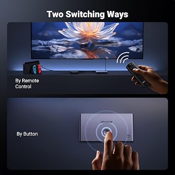 UGREEN HDMI 2.1 Switch, 4K@120Hz HDMI Switcher Splitter 3 In 1 Out, 8K@60Hz Support HDCP 2.3, VRR & ALLM, Dolby Vision & Atmos, High-Speed 48Gbps for PS5, Xbox, TV Box, DVD Player