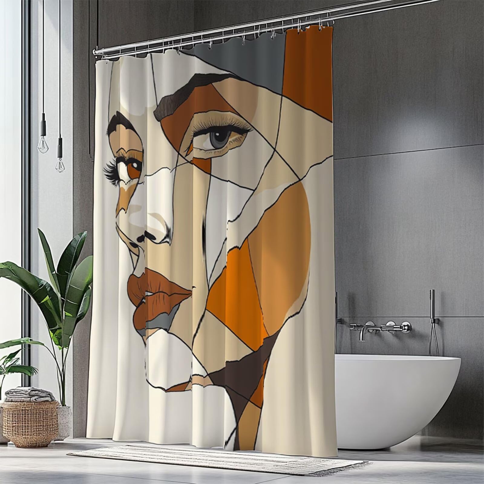 Rideau de douche imperméable avec ourlet lesté en polyester lavable 100x180 pour baignoire