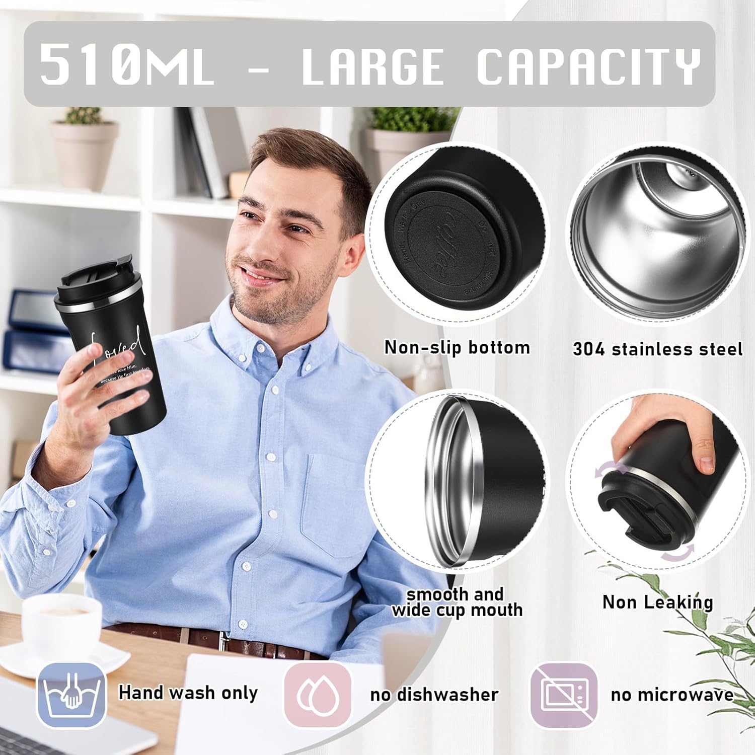 Meanplan 10 Set Christian Gift Bible Verse Tumbler Bulk 17oz Coffee Cup Religious Jesus Valentines Tumbler Inspirational Mug for Men Women Church Holy Week Teacher Pastor (Black, Bible Word Style) - Image 3