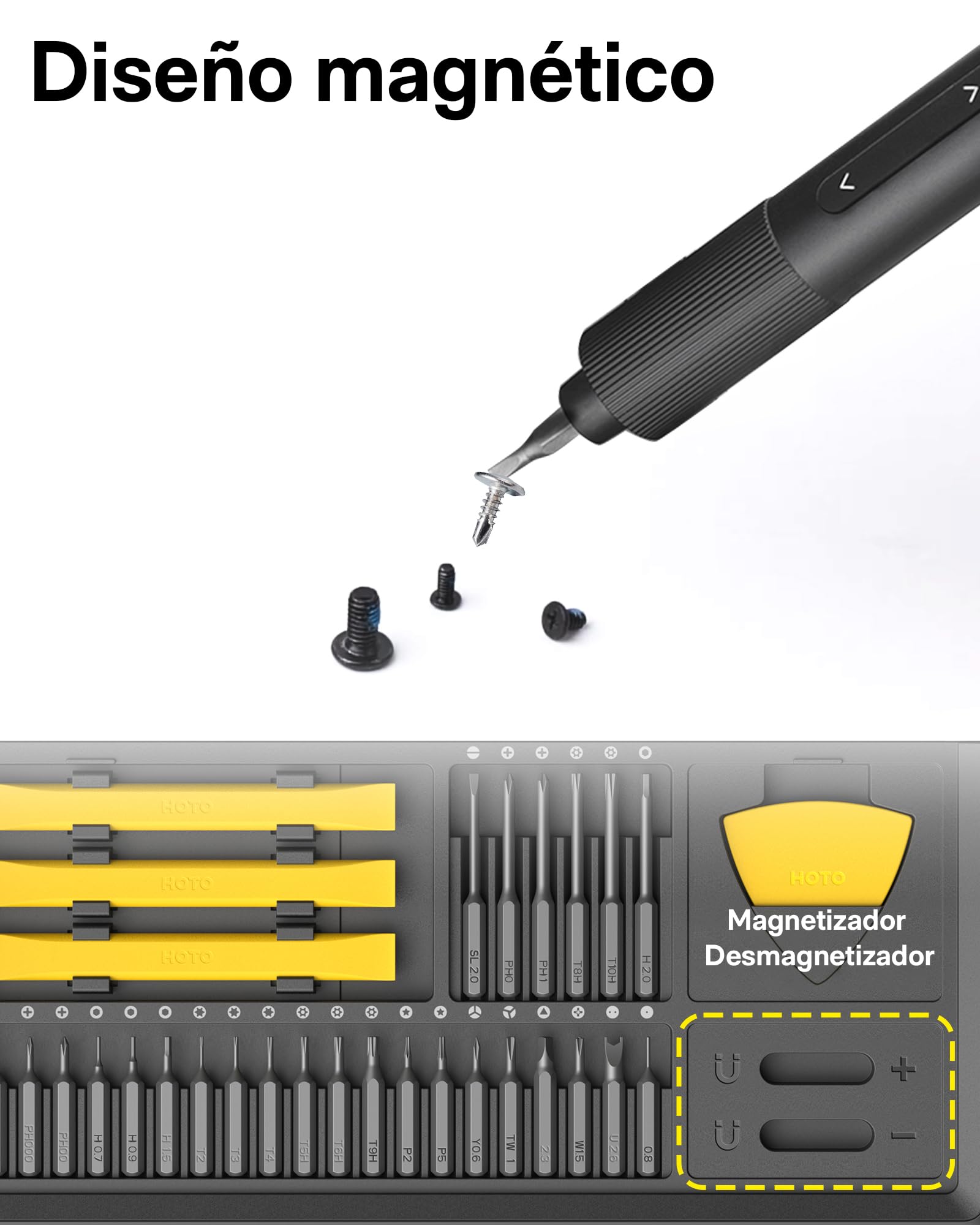 HOTO Juego de Destornilladores Precisión, Kit Destornilladores Profesionales 48 en 1, Mini Destornillador Electrico con Luz Led, Para Reparación Teléfono Móvil, Tableta, PC, Relojes