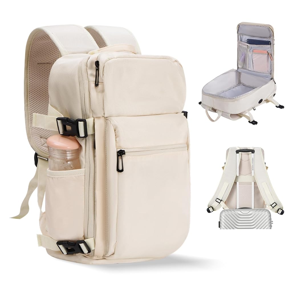 VOESLD per Ryanair Zaino da Viaggio 40x20x25, Zaino Aereo Cabina Bagaglio a  Mano Sotto il Sedile Zaino Borse da Viaggi Donna Uomo Zaino Porta PC per  Wizzair | Volotea | Vueling (Beige) :