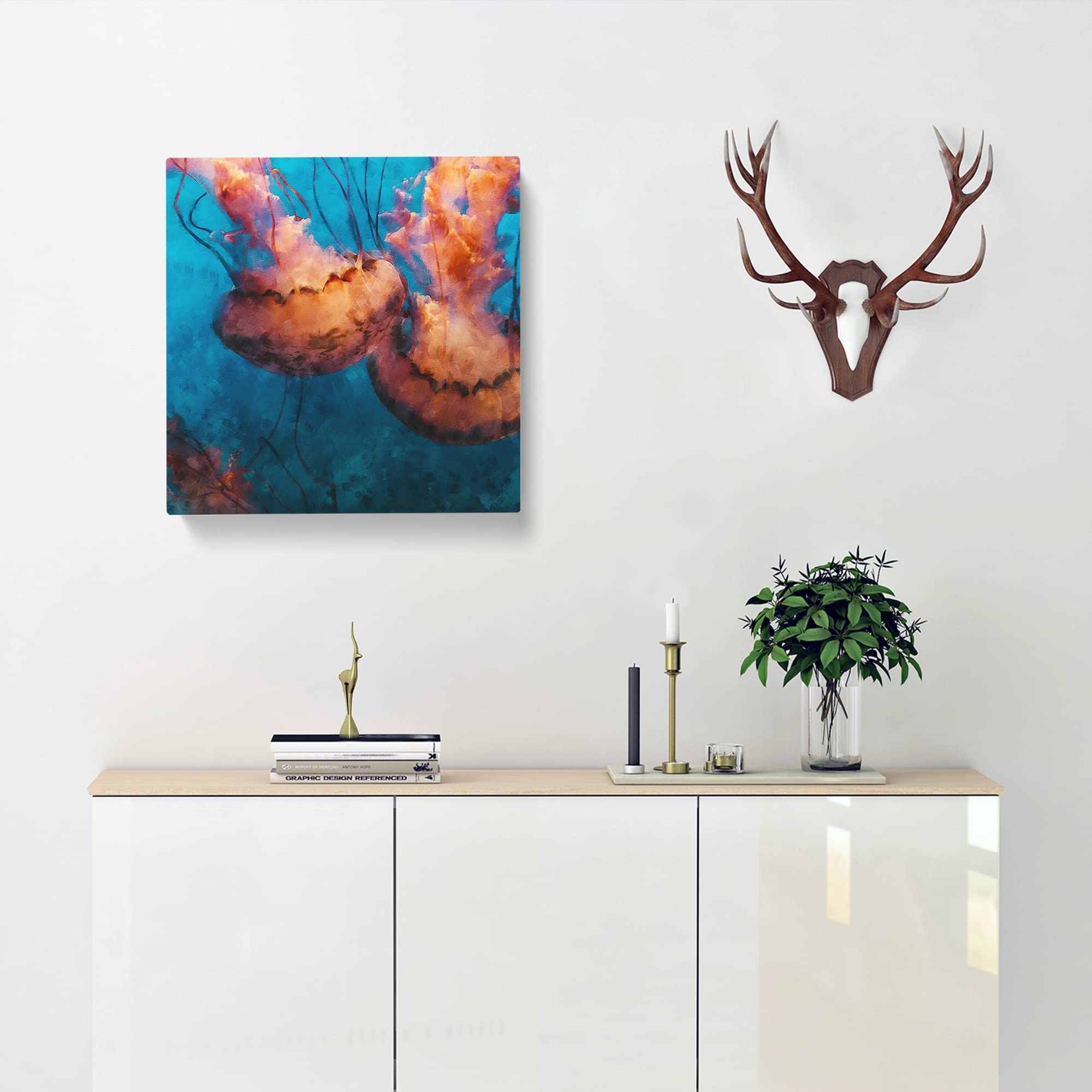 Pink Jellyfish Canvas Print, Mixed, 35L x 35W cm - Image 3