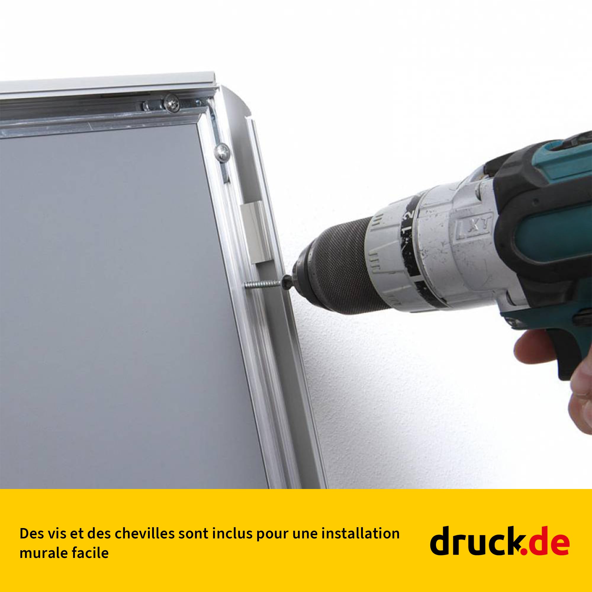 druck.de Lot de 5 cadres encliquetables A1 pour affiches, panneaux d'information, publicité - Cadre en aluminium avec profil de 2,5 cm - Convient pour montage mural - Protection en plastique