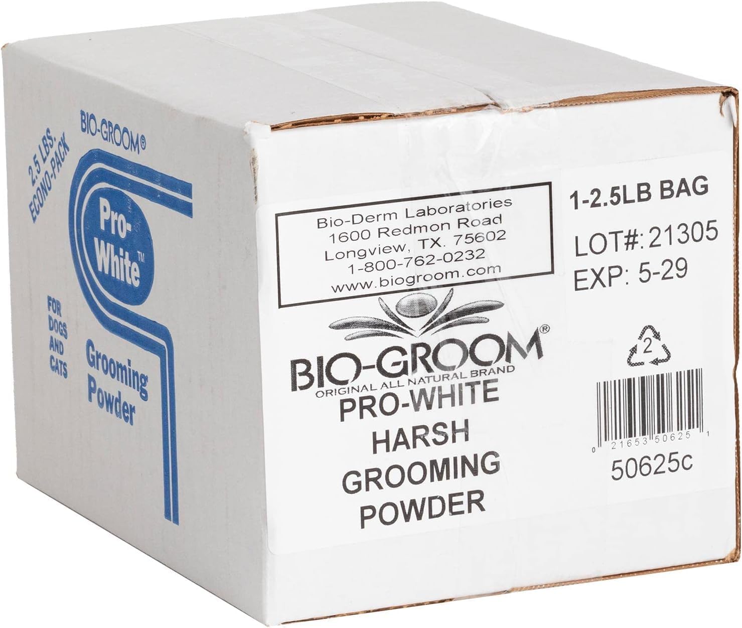 Bio-Groom Pro-White Dog Grooming Powder, Harsh Coat Defense, 2.5 lb | Dog Bathing Supplies, Puppy Wash, Cat & Grooming Supplies, Cruelty-Free, Made in USA, Powder for Odor, Box