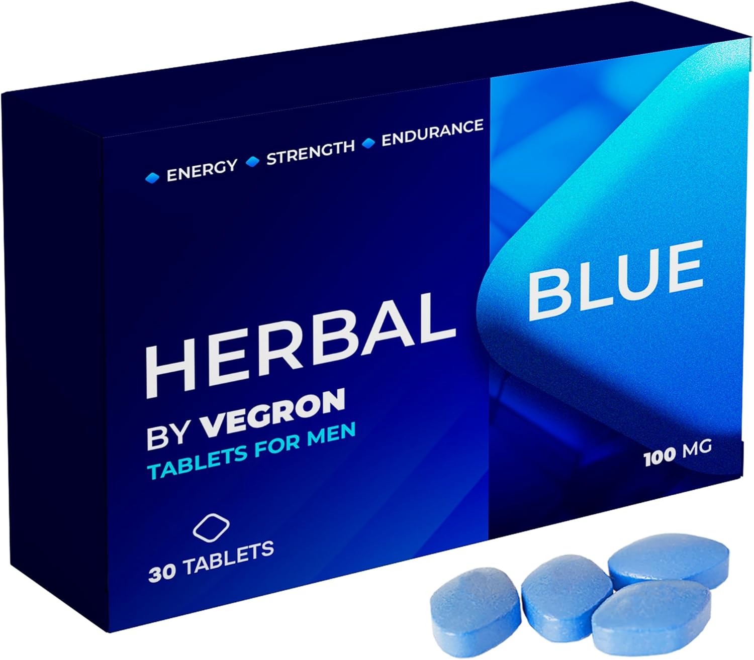 Herbal Blue 100mg – 30 Tablets | Natural Herbal Supplement for Men | Enhances Strength, Energy & Endurance | Boosts Stamina, Performance & Vitality | Fast-Acting Herbal Formula | Made in The UK