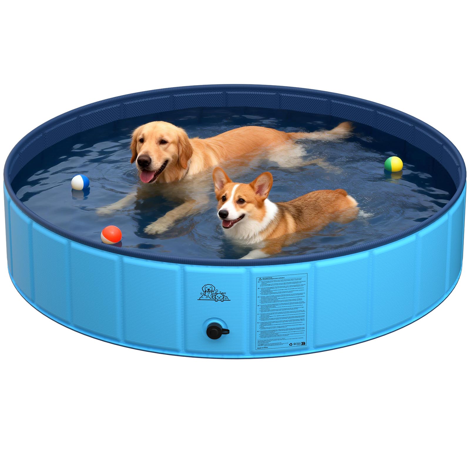 KYG Piscine pour Chien, 140 x 30 cm, pour Chiens de Taille Moyenne et Grande, Pliable, antidérapante, en PVC Solide, Facile à Vider, Piscine de Natation Portable pour Animaux