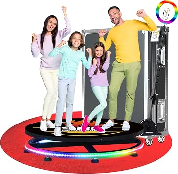 360 Photo Booth Machine with Flight Case,Software,Custom Logo,etc Suit,360 Camera Booth Captures Wonderful Moments via Remote Control or APP39.6 in