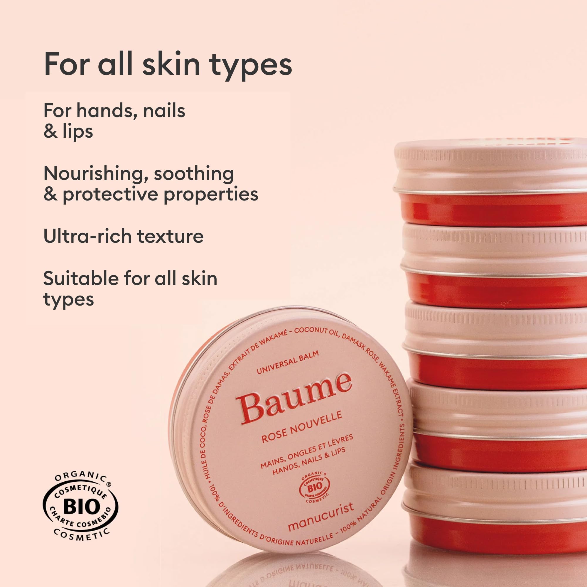 Manucurist, Natural Nourishing Balm, Organic, Multipurpose Skincare, Damascus Rose, Hydrates Lips, Nails & Cuticles - Image 3