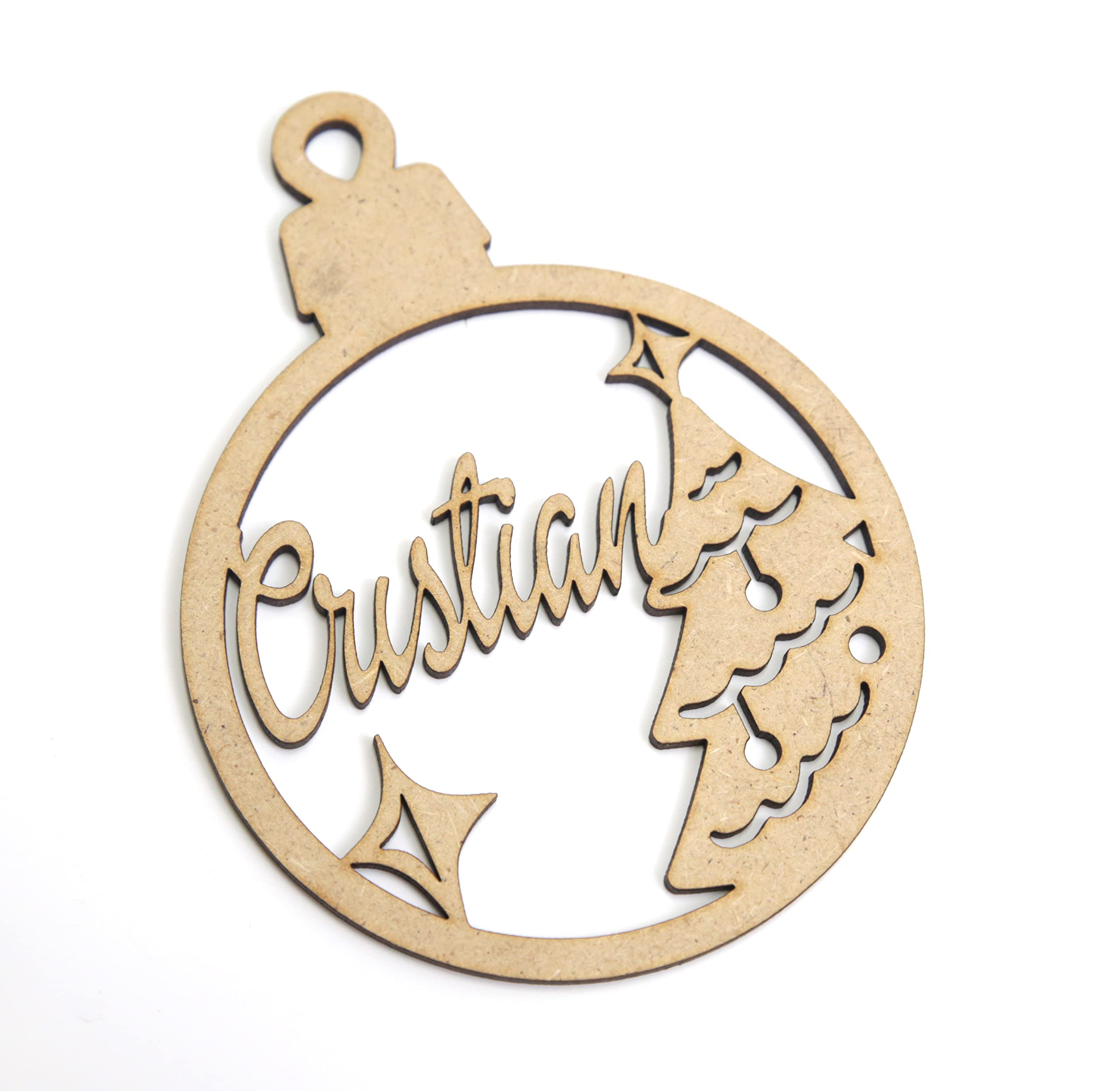 Bolas de Navidad de Madera Personalizada con Nombre. Adornos navideños. Ornamento, decoración para el árbol de Navidad. (Modelo 2)