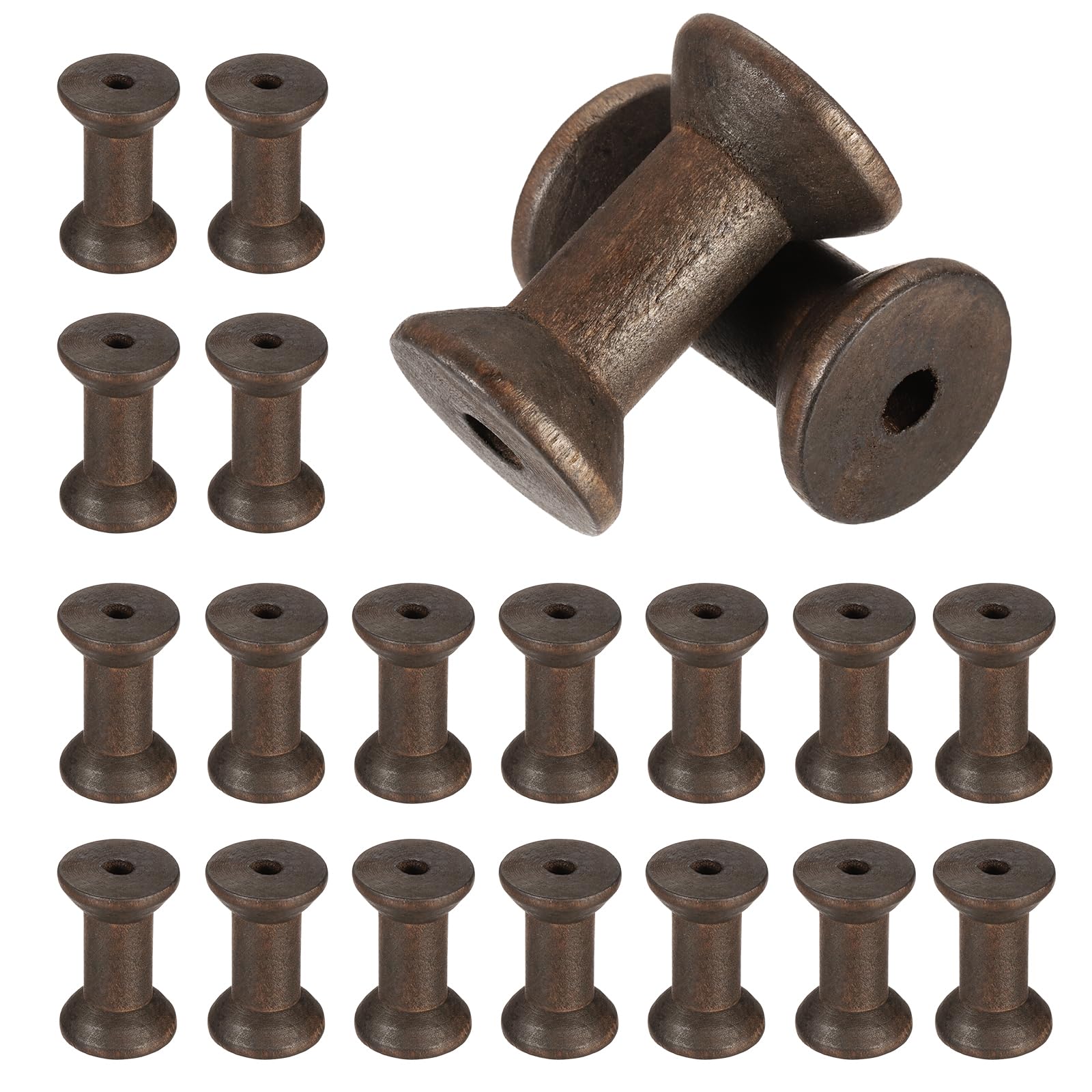 QUARKZMAN 20 PCS Bobine in Legno per Artigianato, 2"/50 mm Bobine in Legno Vuote Non Finite Bobine in Legno per Nastro per Arte, Filo Spago Nastro, DIY Artigianato Decorazione Casa (caffè)