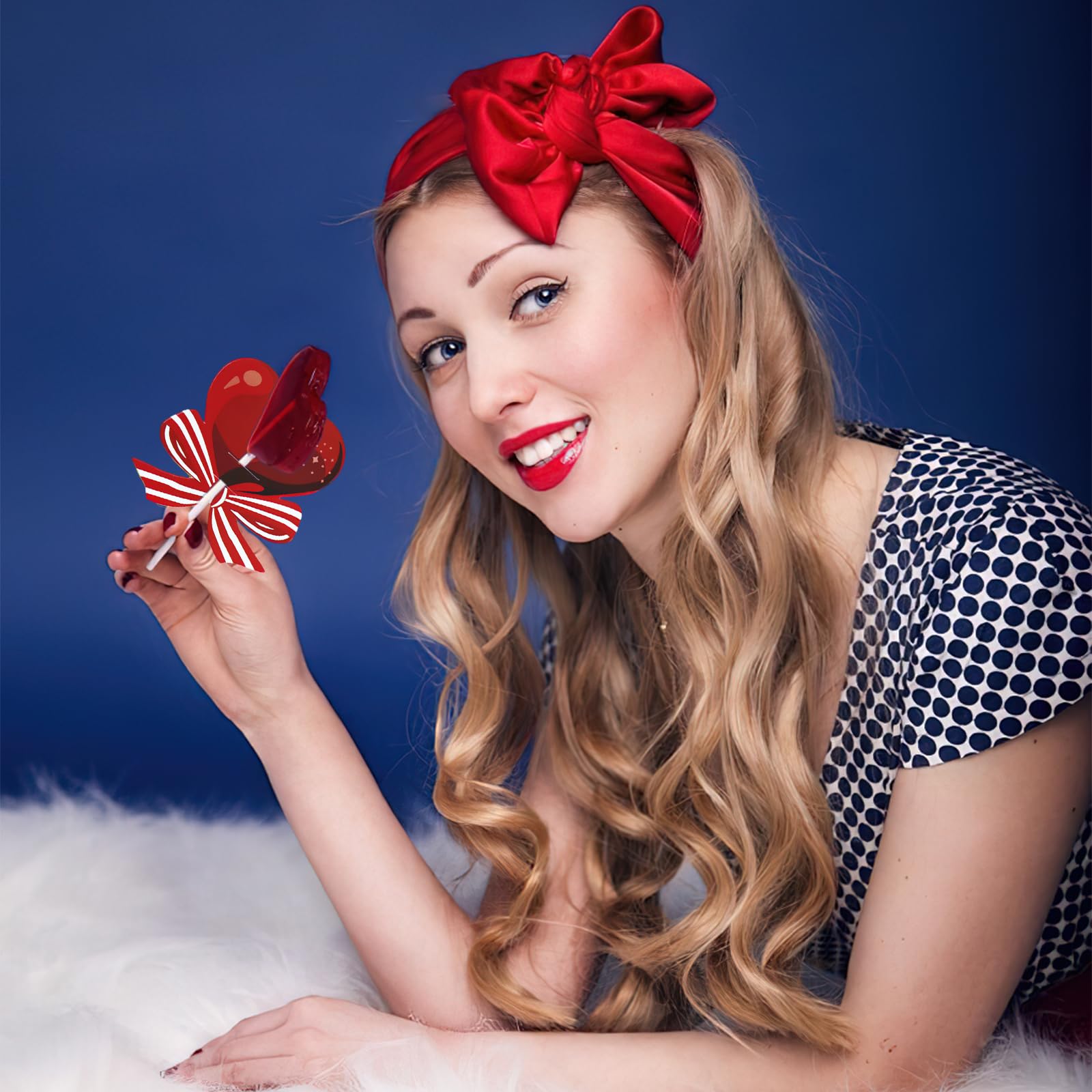 100 Pcs Valentine's Lollipop Paper Cards Red Love Heart Bow Lollipop Decorated Paper Cards DIY Sugar Card Candy Decorations for New Year Valentines Anniversary Party Wedding Supplies