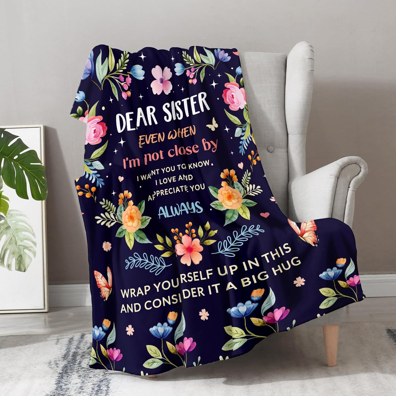 Sister Blanket Gifts from Sister Women Unique Gift for My Dear Sis Love and Appreciation Living Room Decor Soft Cozy Bed Couch Plush Birthday Christmas Throw Blanket 50"x60" - Image 5