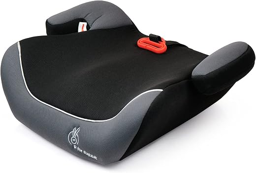 R For Rabbit Little Jack Booster Car Seat for Kids, Travel-Friendly Height Booster Seat for Age 3 to 12 Years Child with (Black Grey)