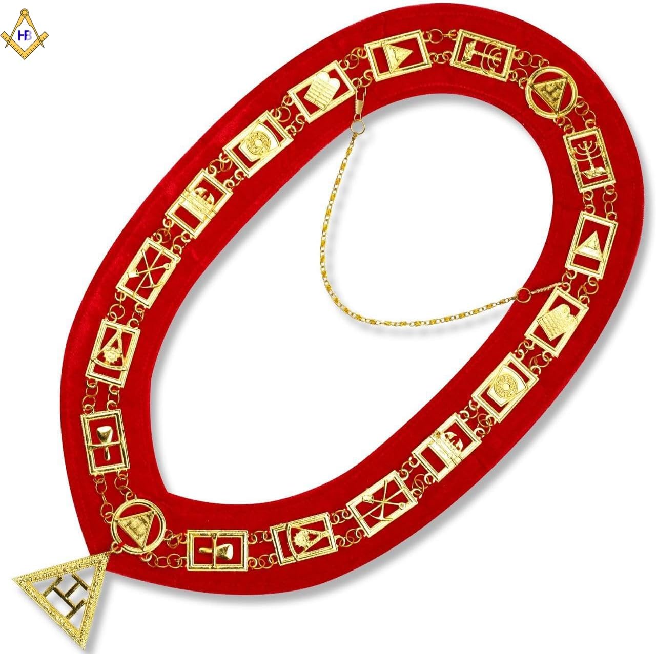 Masonic Royal Arch Triple Tau Embroidered Apron with Chain Collar, Jewel, Gloves & Soft Case Premium Chapter Regalia, Ceremonial Set