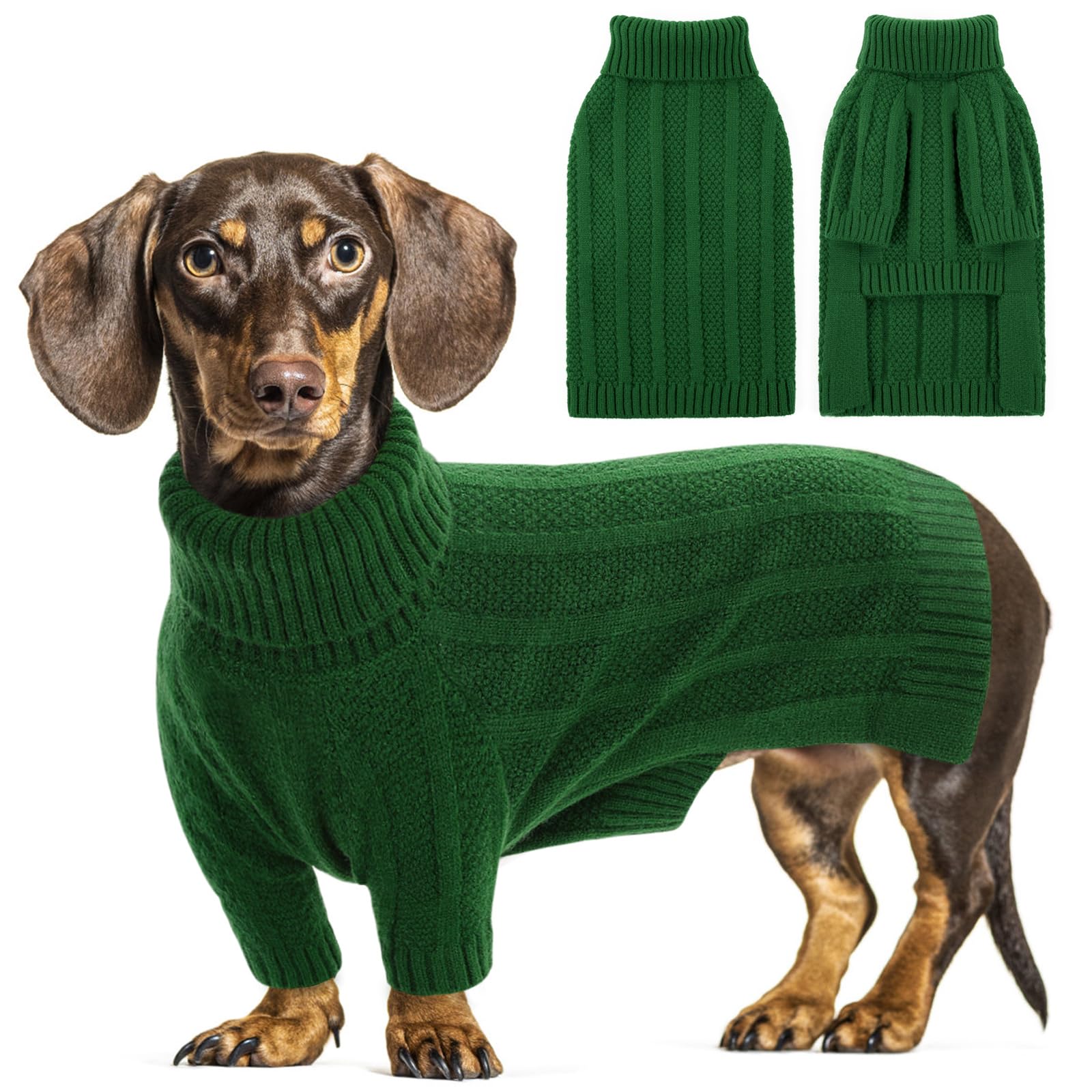 Queenmore Small Dog Sweaters for Small Dogs Girls Boys,Xmas Sweater Puppy,Turtleneck Knitted Sweater for Cat,Cold Weather Pullover for Doggie Male