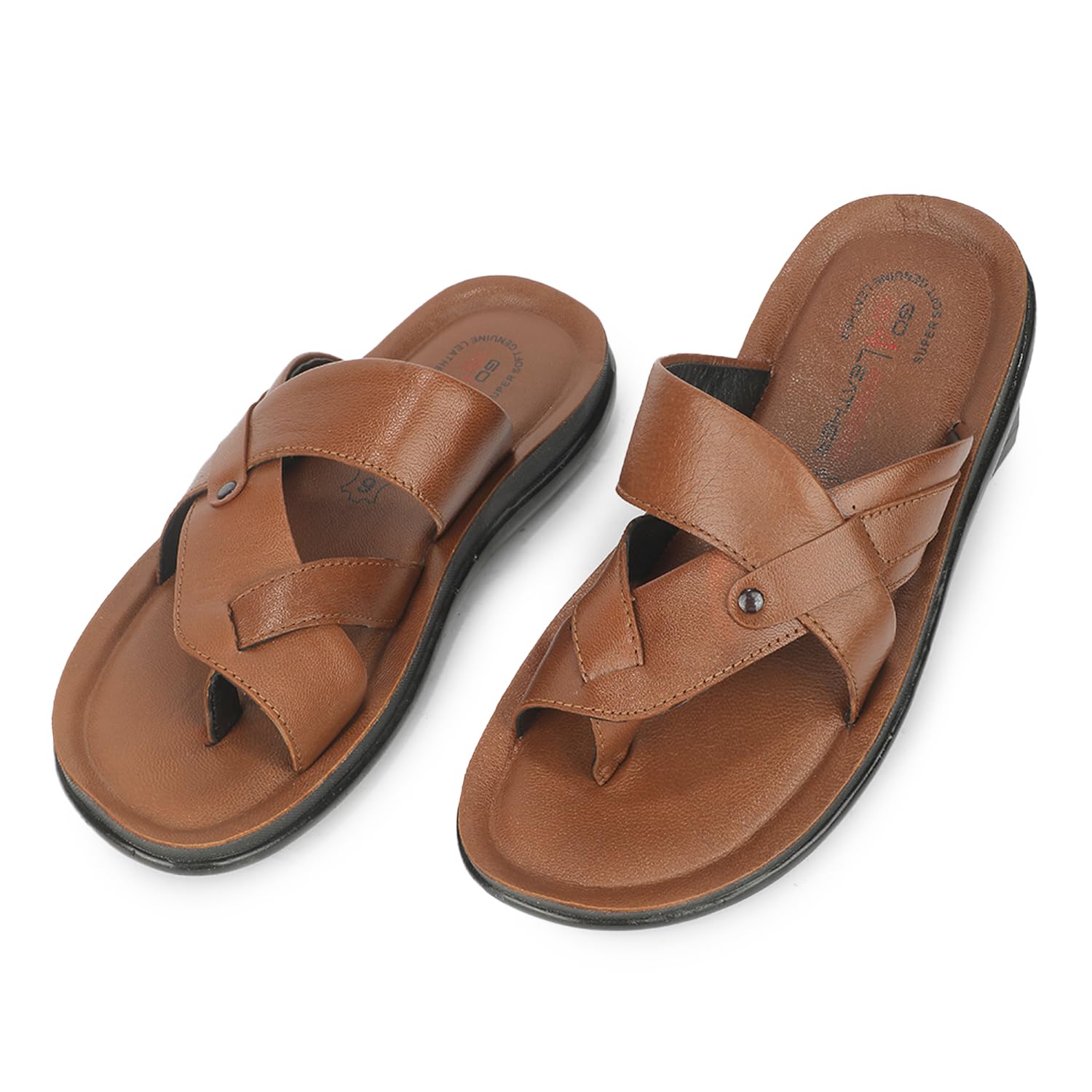 Men Sandals with Genuine Leather Upper and Cushioned Insole for All Day Comfort | Durable Pu Sole Footwear for Casual Walking Indoor and Outdoor-picture-12