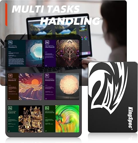 Miniatura 4 de KingSpec SSD SATA de 4 TB de 2.5 pulgadas, SATA III 6Gbs Unidad interna de estado sólido - 3D NAND Flash TLC, para computadora de sobremesa,