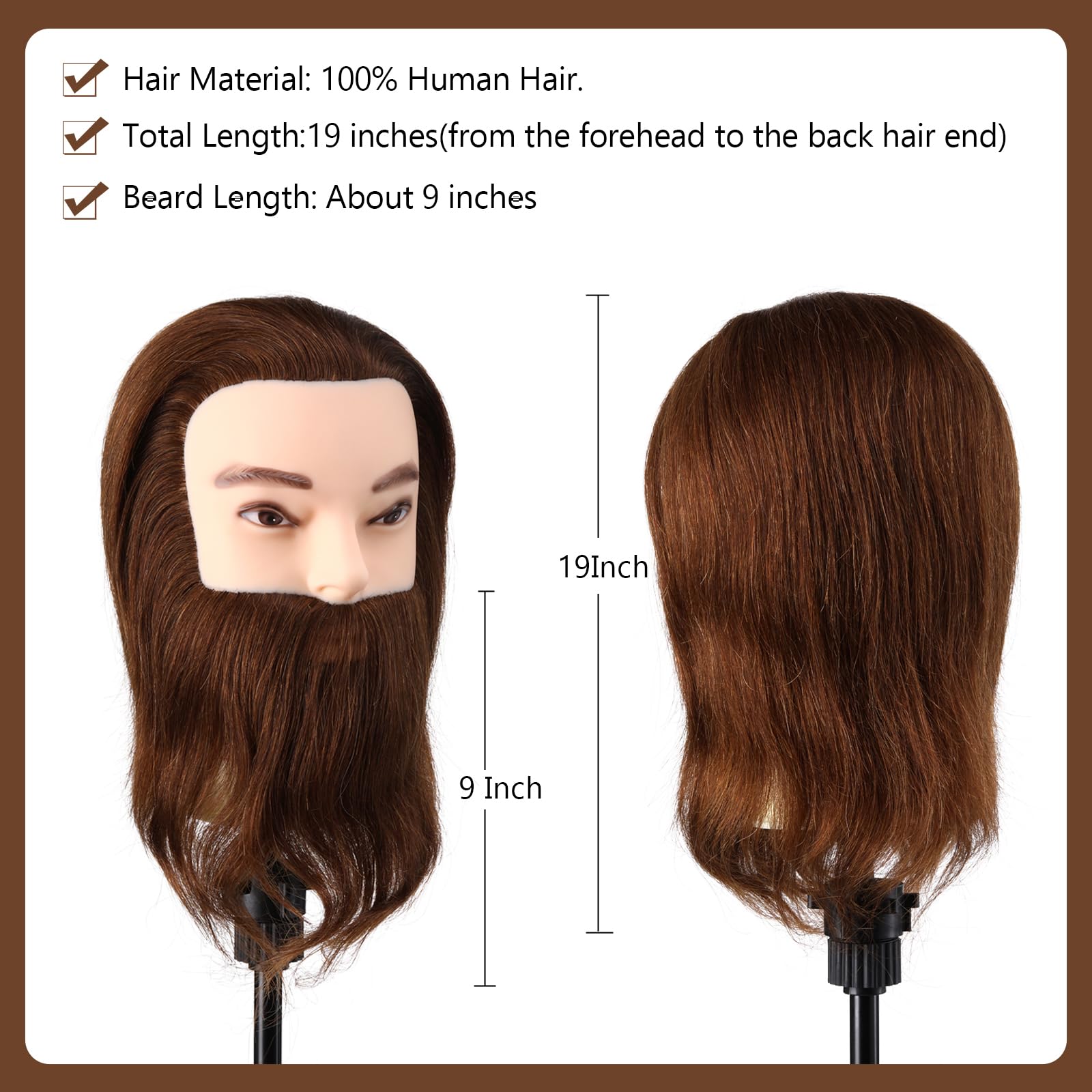 Barber Mannequin Head Male with 100% Human Hair - Image 2