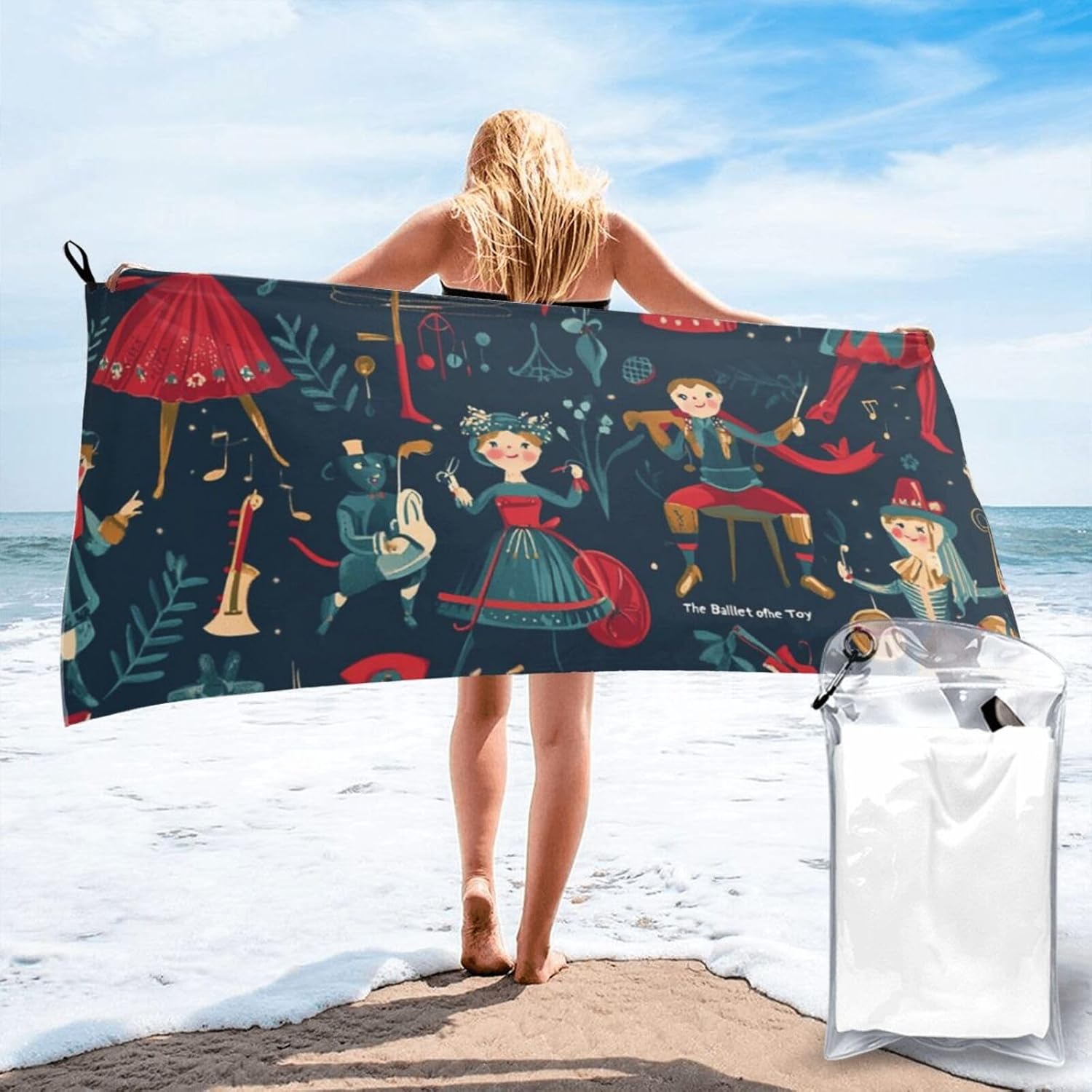 Beach Towel Oversized 31.5"x63" Sand Free Quick Dry Absorbent Bath Towels Women's Nutcracker Ballet Xmas Dance Beach Towels Lightweight Swim Travel Towel for Adult Gift Travel Vacation Essentials