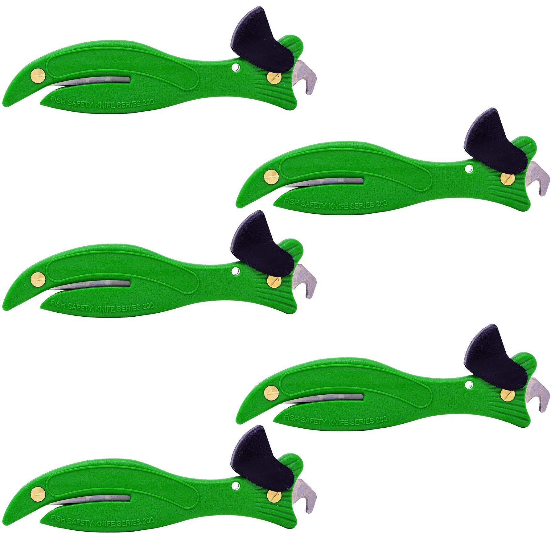 Gifts Direct 2 U Ltd Green Fish 200 Original Enclosed Blade Safety Box Cutter (5, )