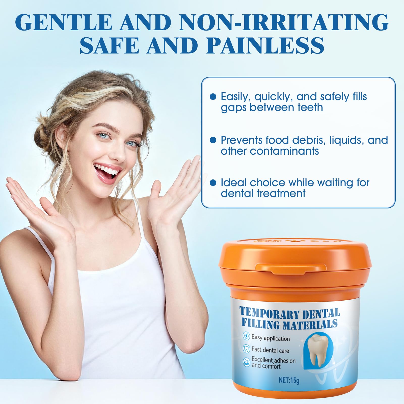 Cemento Dental Temporal, Kit de Relleno para Caries, 15g