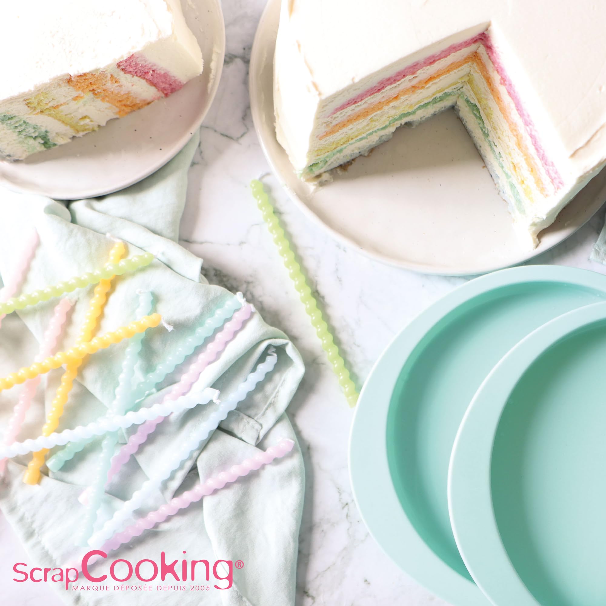 ScrapCooking - 5 foremek silikonowych Ø 18 cm - ciasto piętrowe, tęczowe torty, torty urodzinowe - Profesjonalne wypieki - 2065