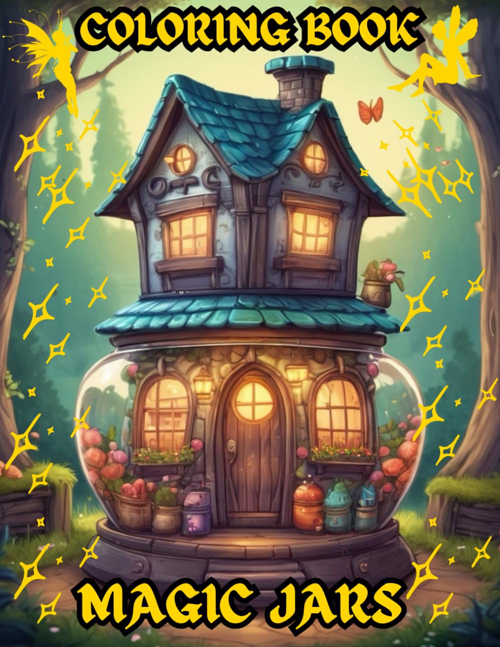 Magic Jars Coloring Book: Coloring Book For Teens and Adults, Featuring Whimsical Homes.
