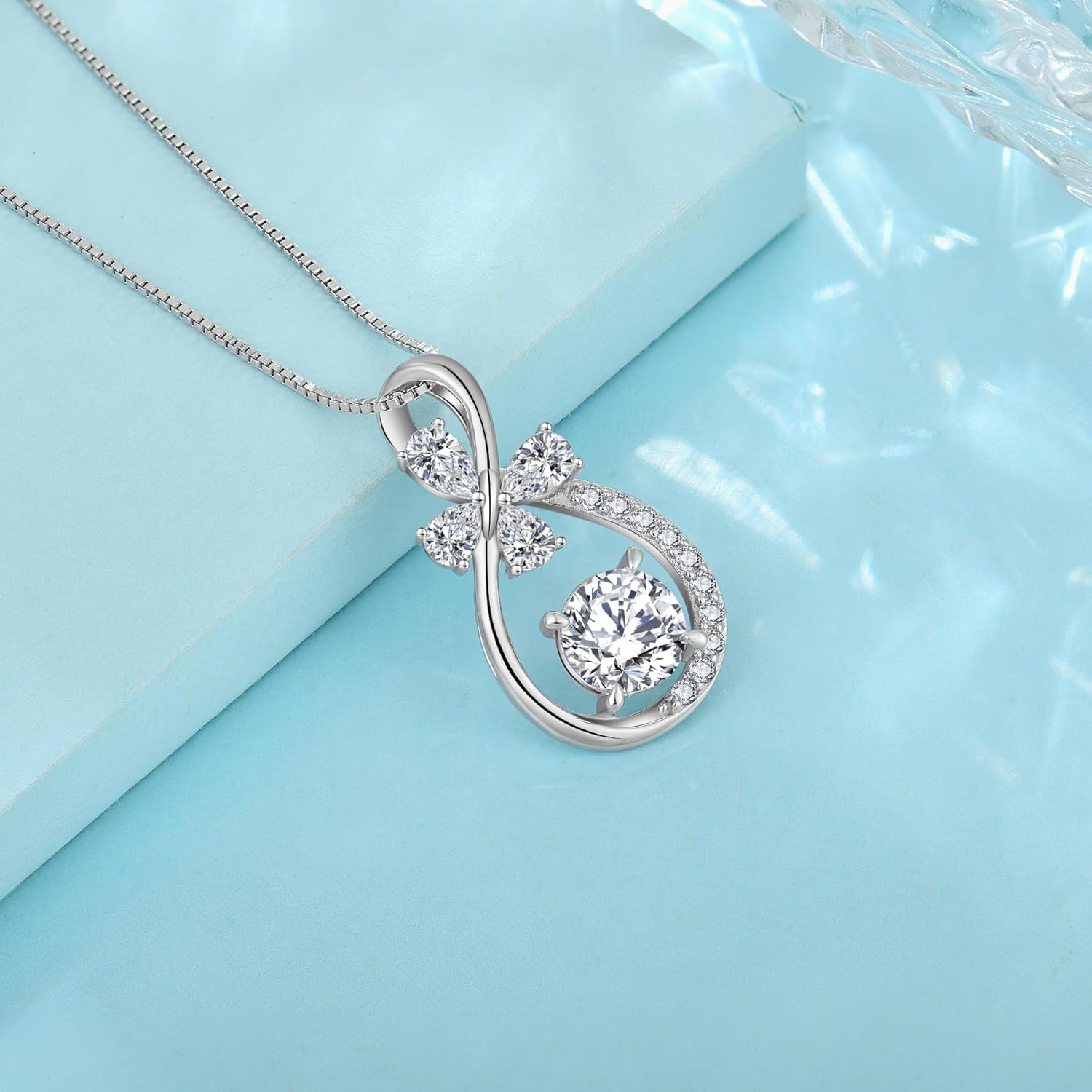 Infinity Butterfly Necklace 925 Sterling Silver Birthstone Created Gemstone Pendant Jewelry Gifts for Women Her - Image 5
