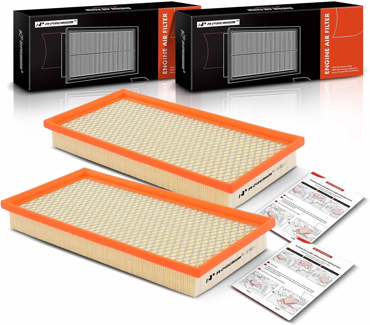 A-Premium 2-PC Engine Air Filter Compatible with Dodge Dakota, Durango, Ram 1500, 2500, 3500 & Jeep Cherokee, Comanche, Wagoneer & Ram Dakota, 1997-2011, Replace# 53004383