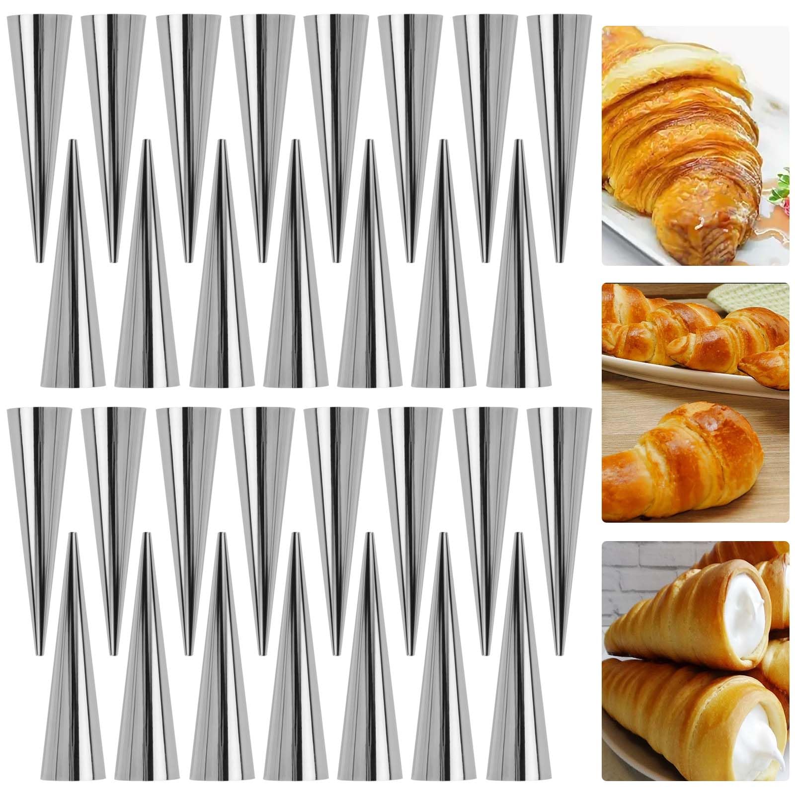 Moule cannoli inox PINGEUI 50pcs pour cônes et croissants maison
