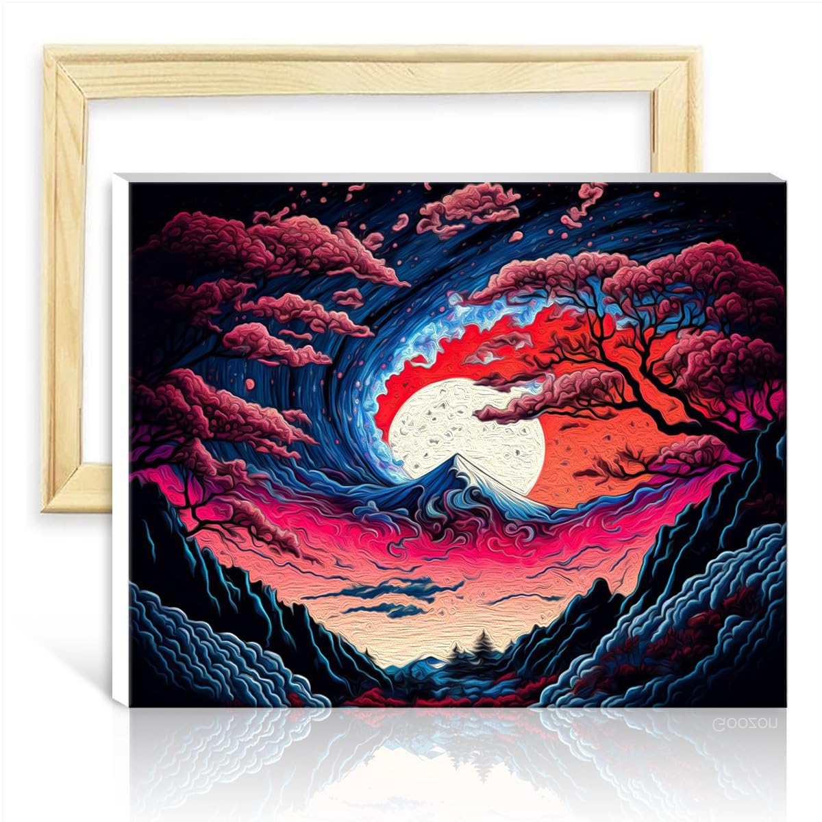 TANGFEIY on Canvas Easy to Paint Artwork Cherry Blossom Japan on Canvas Painting Adults with Brushes and Acrylic Pigment on Canvas for Wall Decor NO Frame(60x75cm) — image 1