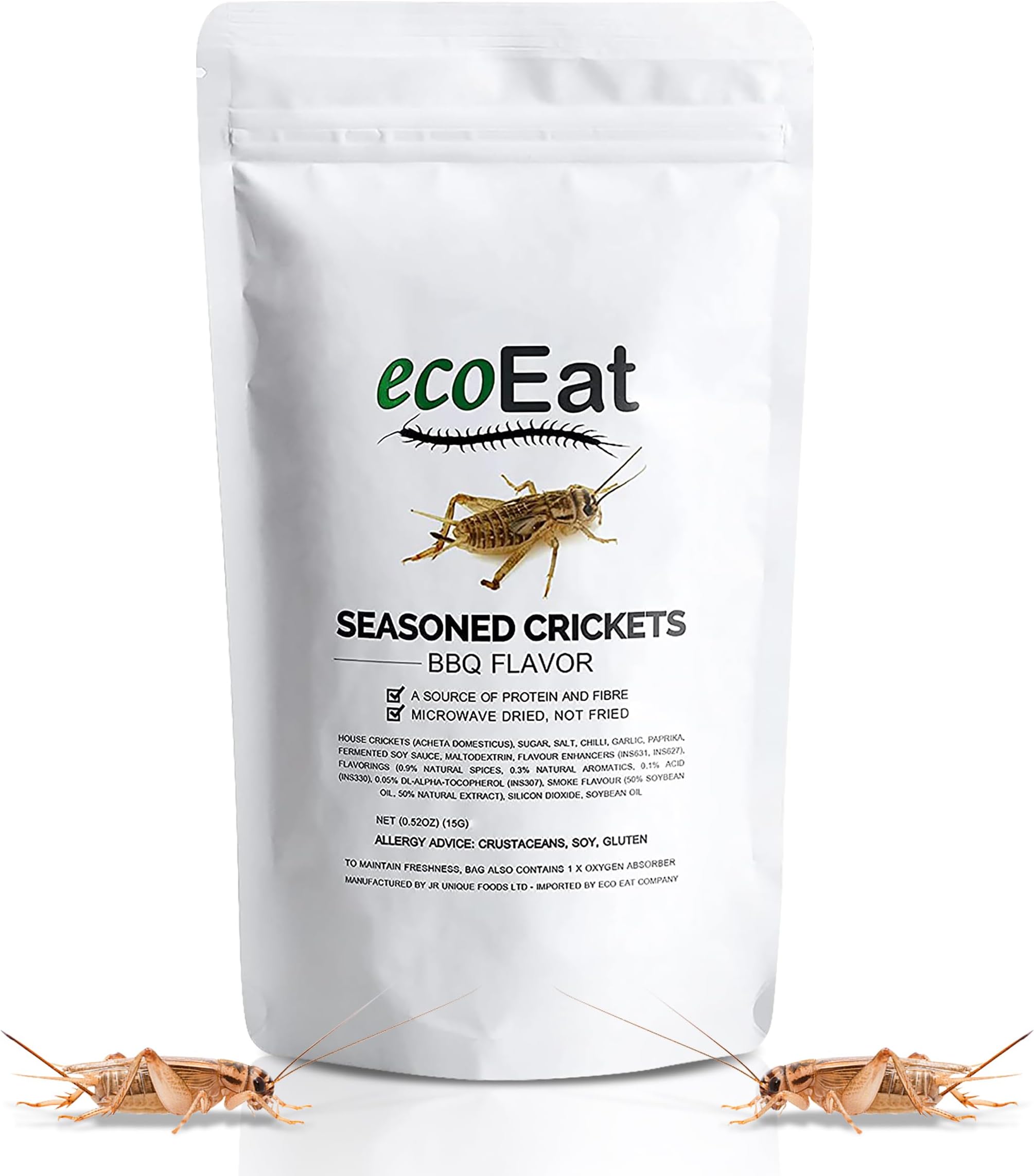 ecoEat Edible Insects Seasoned Crickets to Eat – Edible Bugs Edible Dehydrated Crickets BBQ Flavor - Snack Food Gifts (15g)