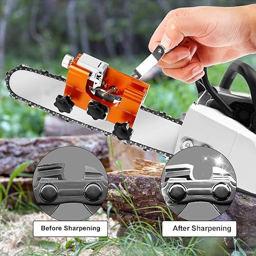 Miniatura 4 de Plantilla afiladora de motosierra afilador portátil de motosierra con 3 varillas de molienda herramienta afiladora de motosierra con manivela para