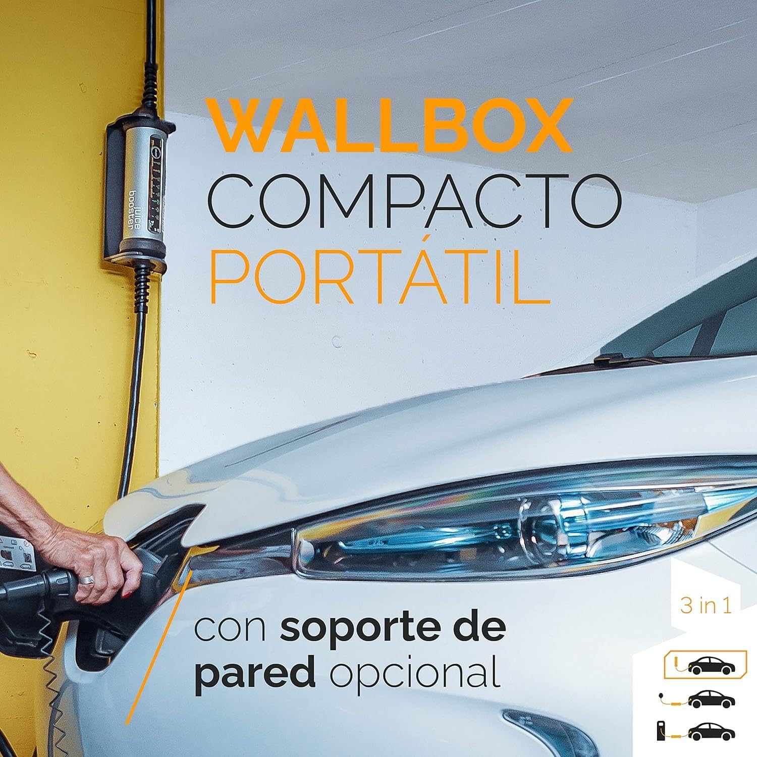 Juice Booster 2 Basic Set, Mobile Wallbox 22kW Sin Instalación, Cargador Coche Electrico con Cable Tipo 2, Ligero e Impermeable IP67, Incluye Adaptador CEE32 Rojo 3 Fases + EU Schuko