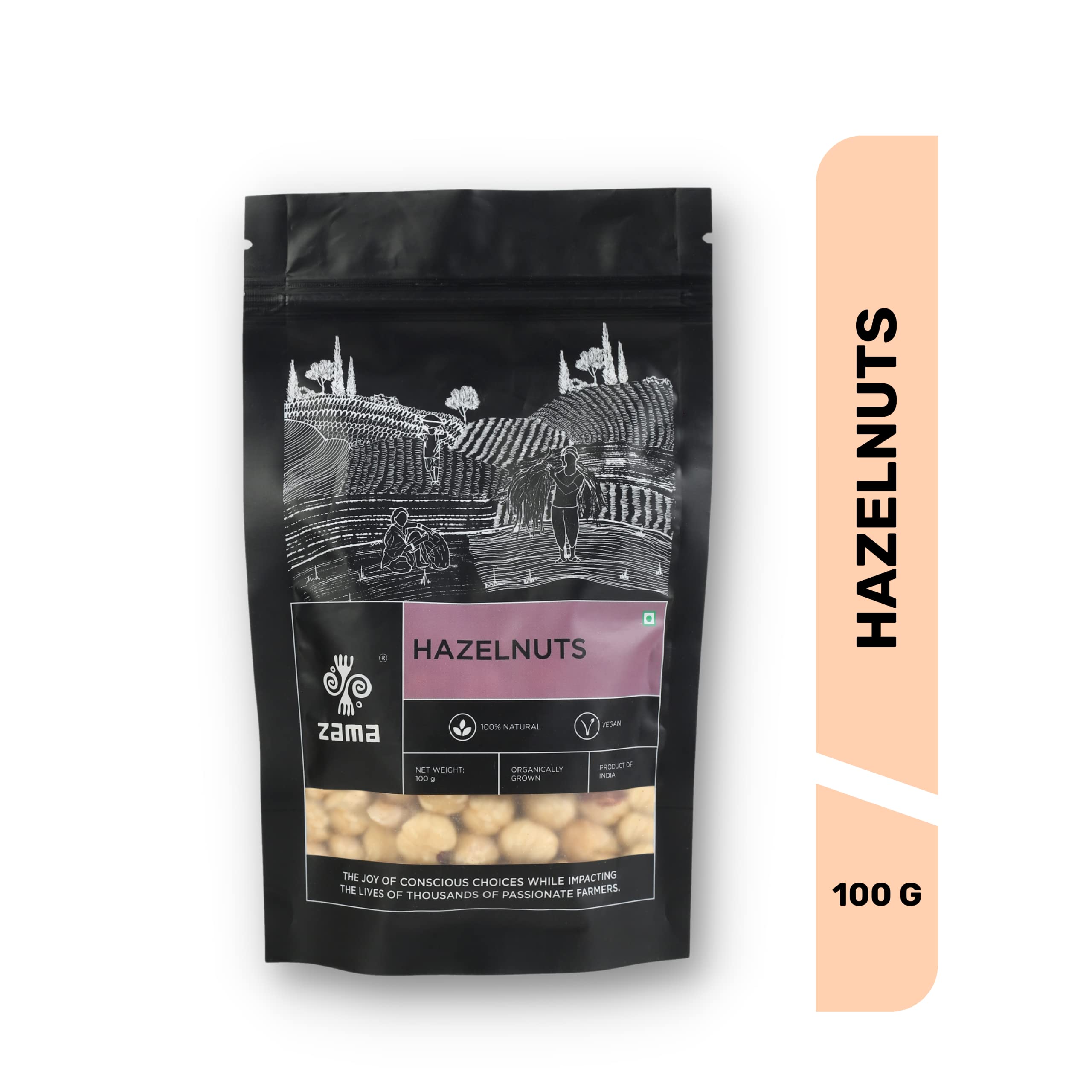 Zama Organics Hazelnuts 100 gms | Packed with Nutrients | Musty and Earthy Flavour | Healthy Snack | Pastries and Pastas | Freshness Pouch (B0BSV5V7K2) Amazon Price History, Amazon Price Tracker
