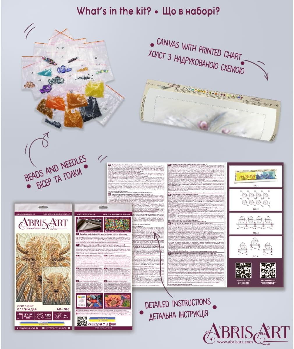 Abris Art Bead Stitch Set Good Gift Printed 34 x 19 cm