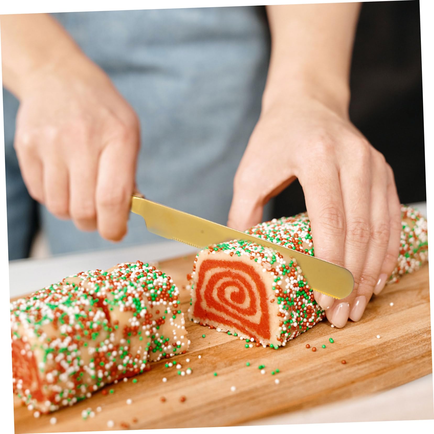 Cabilock Kuchenbesteck mit Hoher Härte und Verschleißfestigkeit Tortenheber Edelstahl Satz Minimalistisches Design Goldfarben für Hochzeitspartys und Restaurants