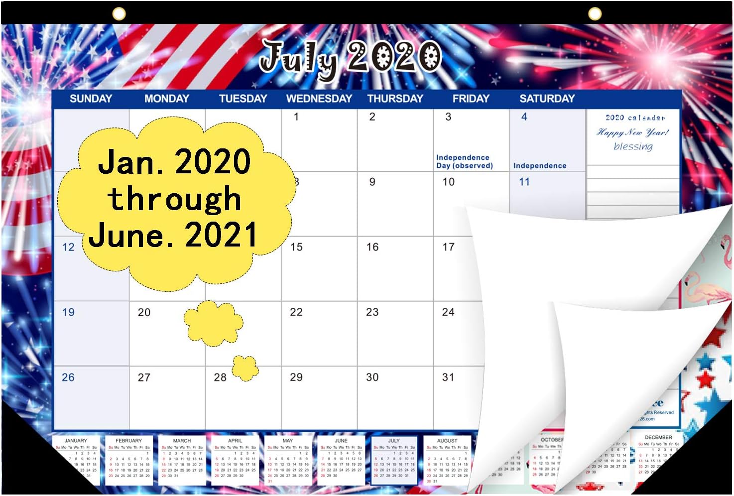 Desk Calendar 2020-2021, 18 Month Calendar Desk from Jan.2020 - June.2021,17” x 11.5” Large Desktop Wall Calendar 2020