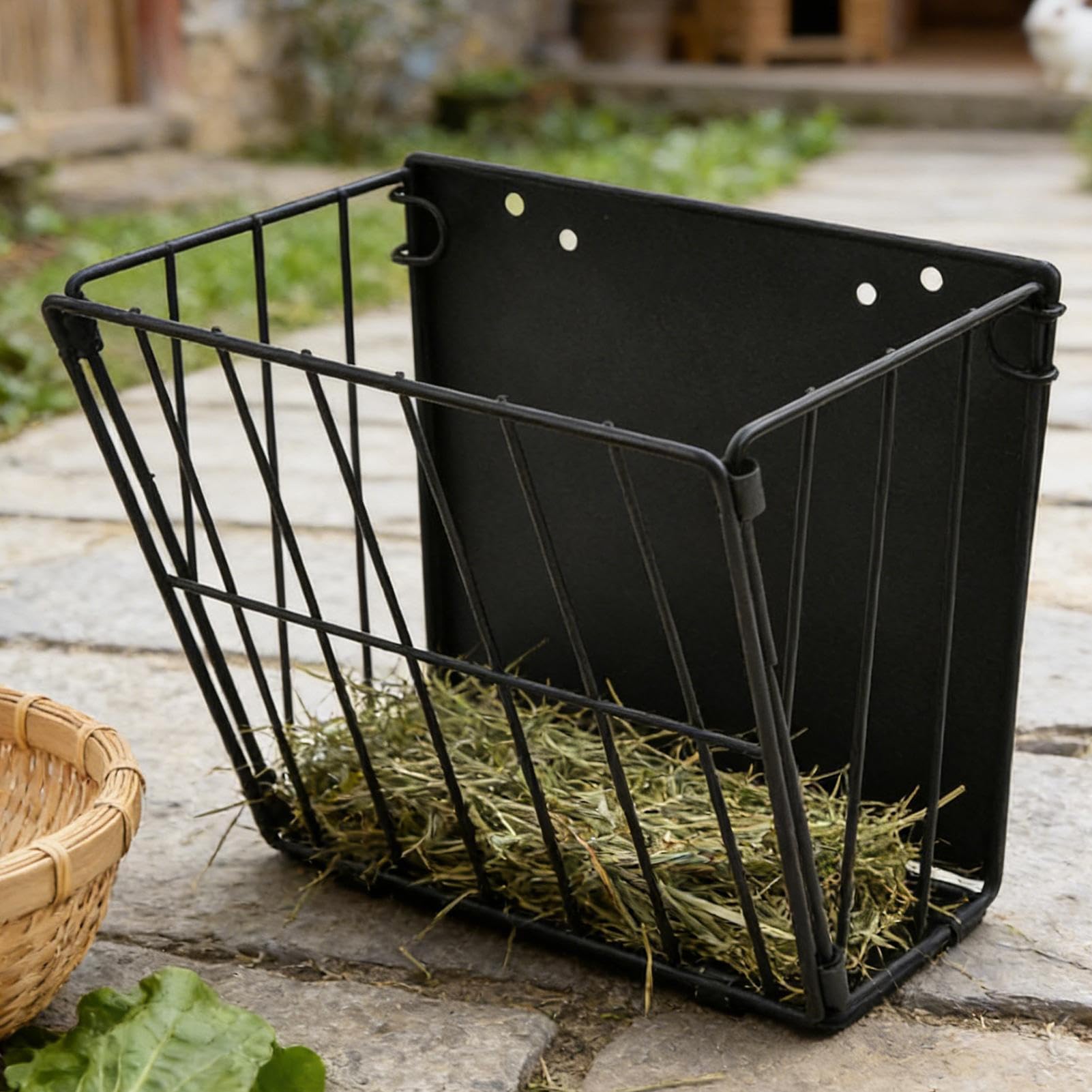 Râtelier à Foin pour Lapin,Rangement de Nourriture Pliable avec Crochet - Distributeur de Foin en Cadre Métallique pour Lapins | pour Alimentation Animaux de Compagnie Maison Cage Mur