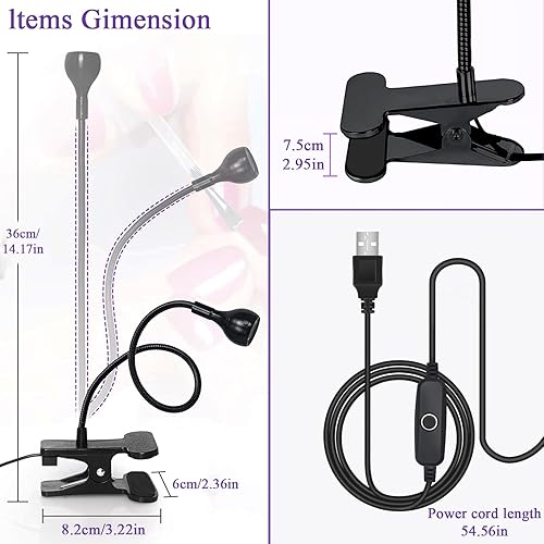 Miniatura 5 de Lámpara de uñas LED con guantes de protección UV, portátil, con luz UV, secador de uñas con clip de seguridad para uñas para curar esmalte de gel,