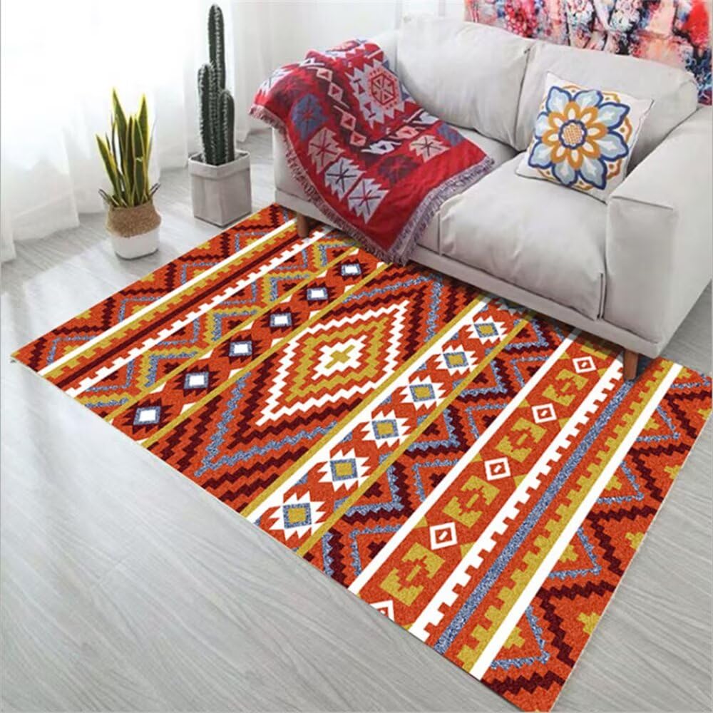 Carpette de salon orange-rouge pour créer un coin jeu bébé chaleureux