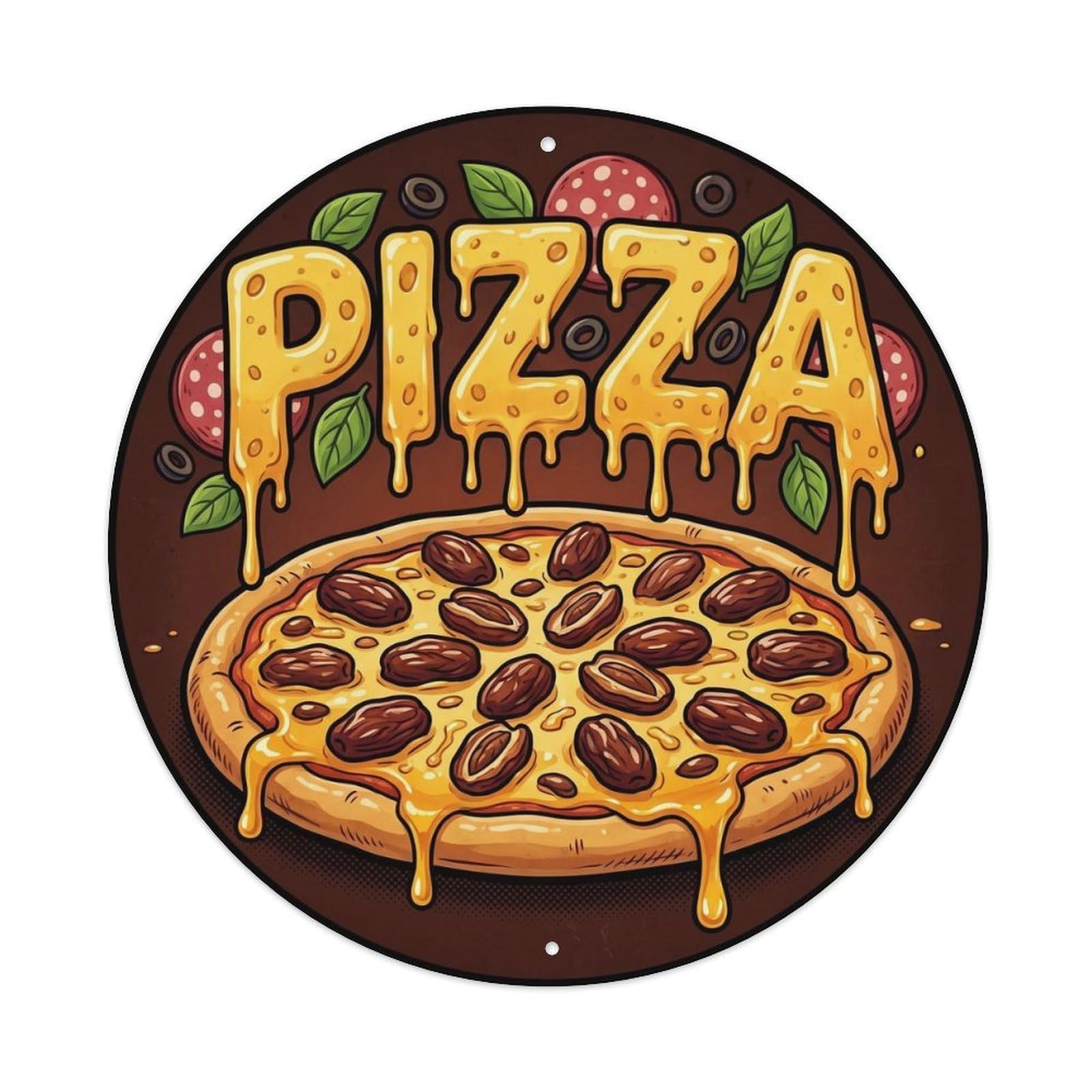 Huiyhb 8X8inch(20X20cm) Vintage Pizza Slice Date Honey Metal Tin Sign