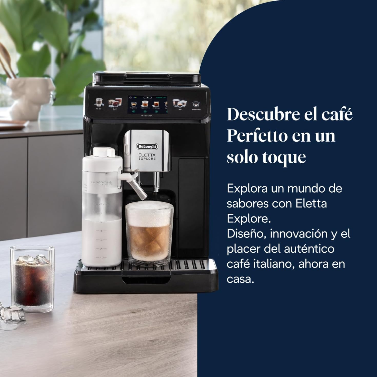 De'Longhi Eletta Explore ECAM452.67.G, Cafetera Superautomática Bebidas Calientes y Frías con Cold Extraction Technology, Recetas Cold Brew, LatteCrema Hot and Cool para Leche y Bebidas Vegetales