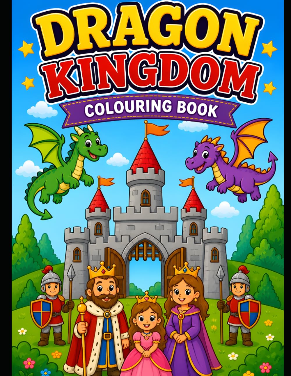Cute Dragon & Castle Coloring Book for Kids Ages 3–6: Fun & Easy Fantasy Coloring Pages with Friendly Dragons, Castles, Knights & Activities for Toddlers and Preschoolers
