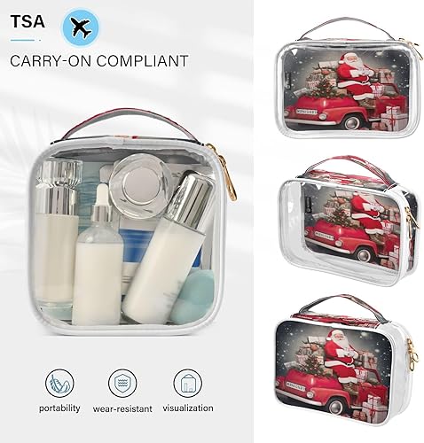 Miniatura 5 de Neceser de viaje de Papá Noel de Navidad, bolsa de maquillaje transparente, 2 piezas, bolsa de maquillaje transparente grande para mujeres y