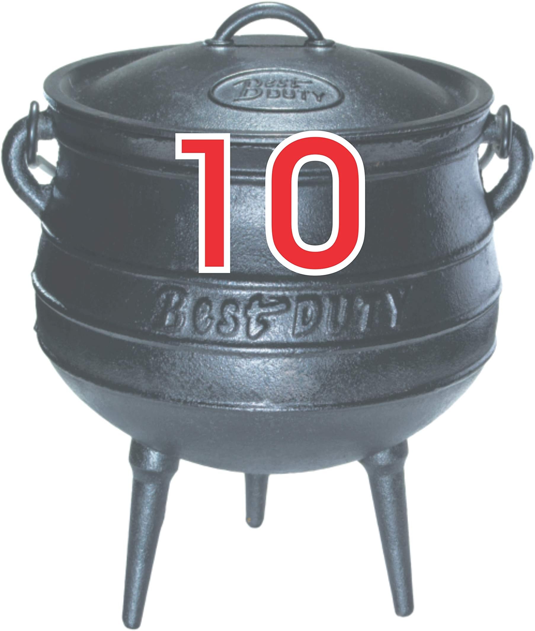 Cast Iron Potjie Pot Size 10 - Include complementary Lid Lifter Knob ($9.95 value)