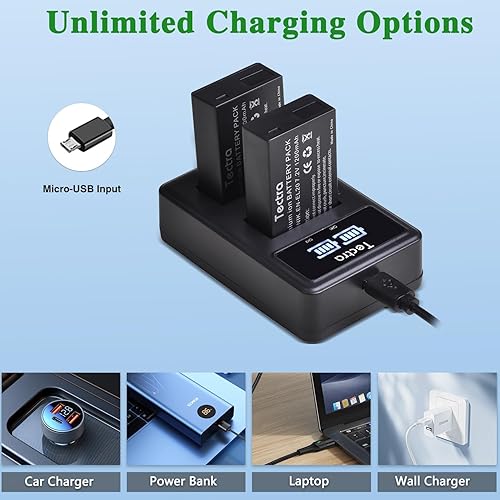 Miniatura 3 de Tectra Paquete de 2 baterías EN-EL20 EN-EL20A y cargador dual LED para Nikon Coolpix P950, P1000, P1100, DL24-500, Coolpix A, 1 AW1, 1 J1, 1 J2, 1