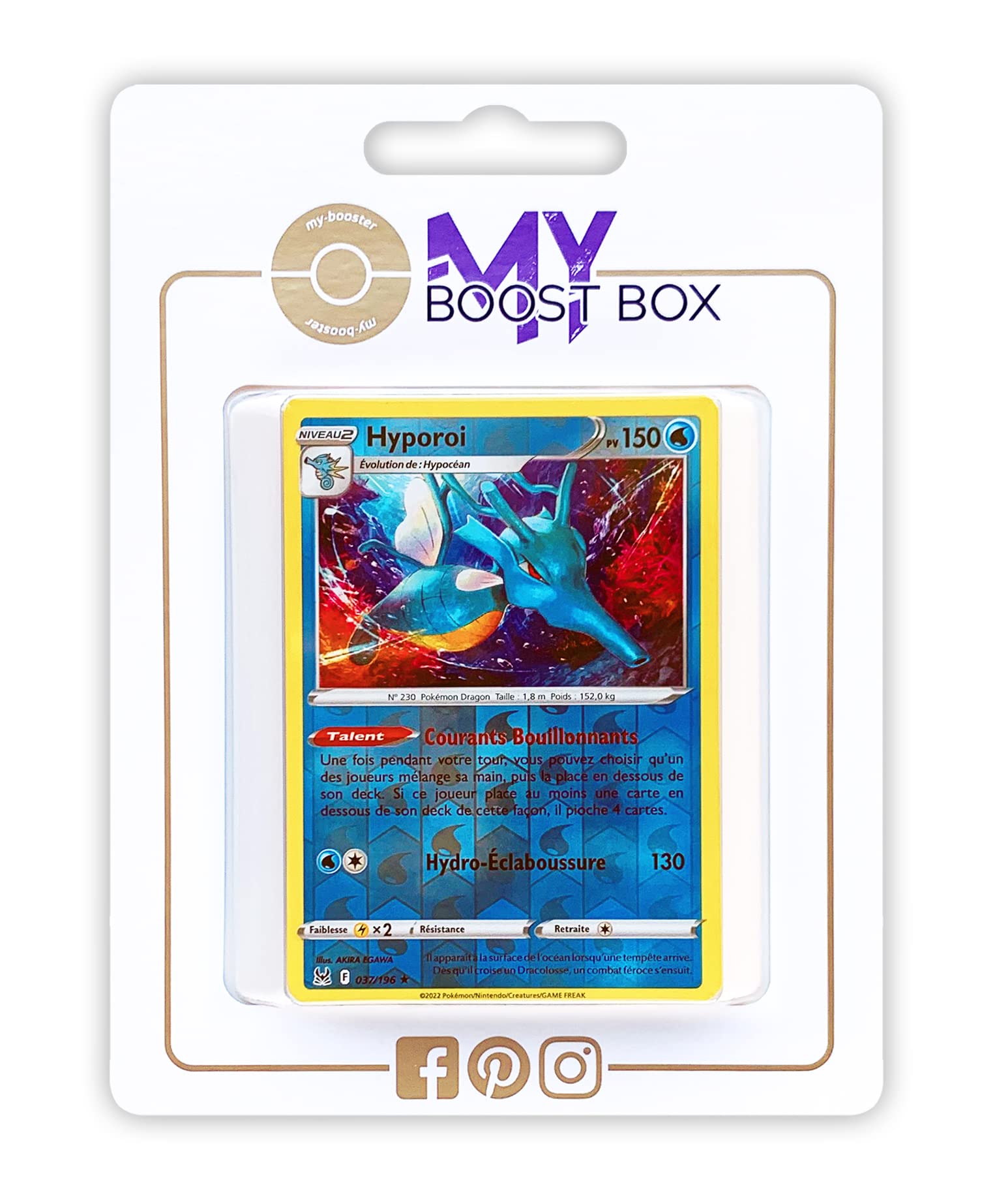 Coffret De 10 Cartes Pokémon Françaises - Hyporoi 37/196 Holo Reverse, Série Épée Et Bouclier Origine Perdue - 2